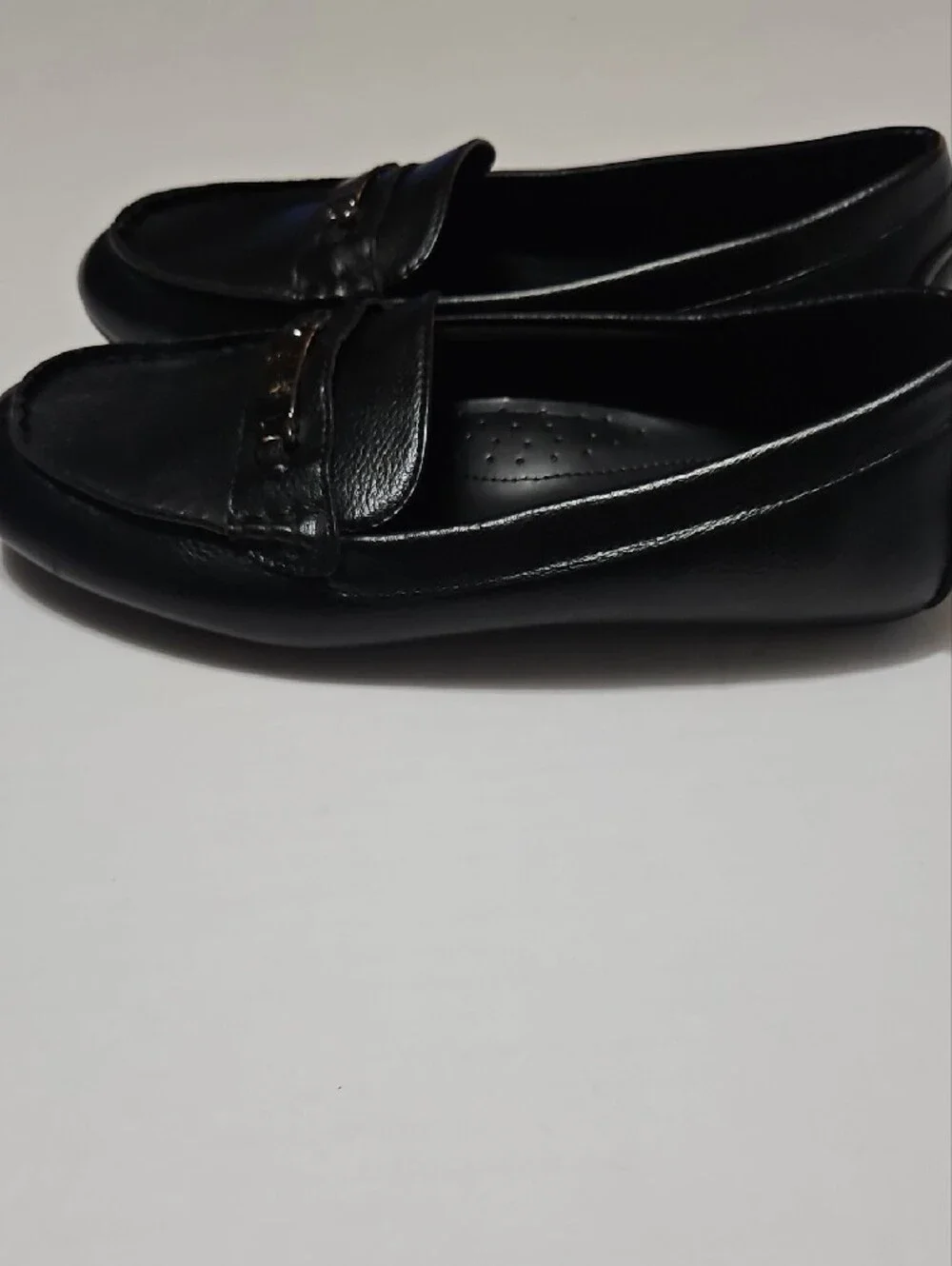 Jones New York Black Leather Slip-On Loafers with Metal Bit Size 8.5W